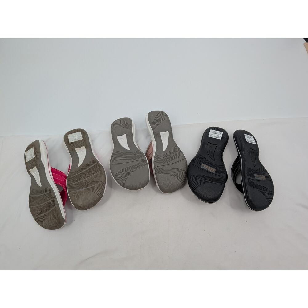 BUNDLE! Clarks CloudSteppers Brinkley Sandals Size 5 Patent Black Two Pinks - Picture 6 of 7